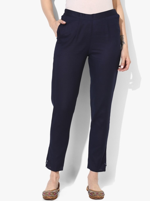 

Varkha Fashion Women Navy Blue Chambray Chinos Trousers