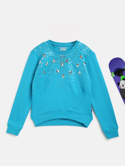 

Lil Tomatoes Girls Blue Printed Sweatshirt