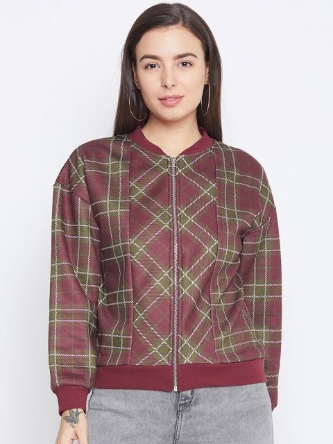 

CAMLA Women Maroon Checked Sweatshirt