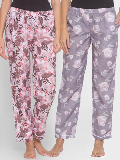 

FashionRack Women Brown & Beige Pack of 2 Cotton Printed Pyjamas