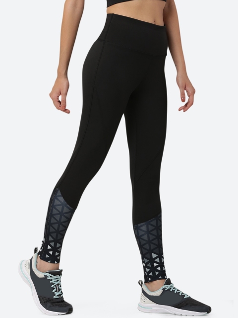 

FITLEASURE Women Black & Grey High Waist Diamond Coord Training & Gym Tights