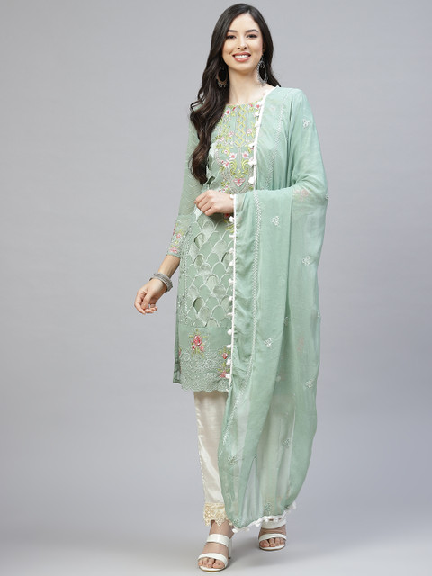 

Readiprint Fashions Green & Sea Green Embroidered Unstitched Dress Material
