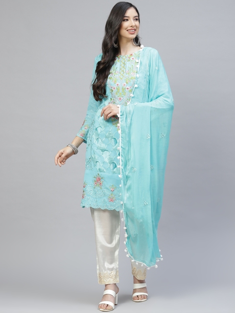 

Readiprint Fashions Turquoise Blue & Green Embroidered Unstitched Dress Material