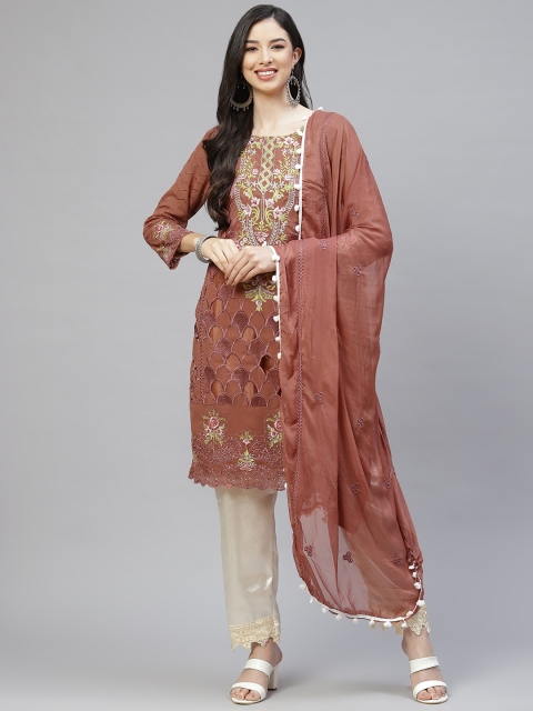 

Readiprint Fashions Rust & Green Embroidered Unstitched Dress Material
