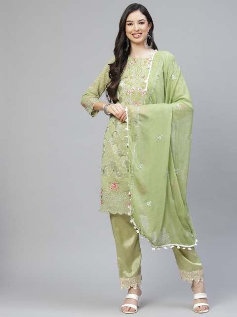 

Readiprint Fashions Green & Pink Embroidered Unstitched Dress Material