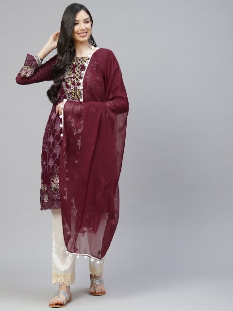 

Readiprint Fashions Women Purple & Off-White Embroidered Unstitched Dress Material