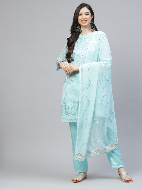 

Readiprint Fashions Women Blue Embroidered Unstitched Dress Material