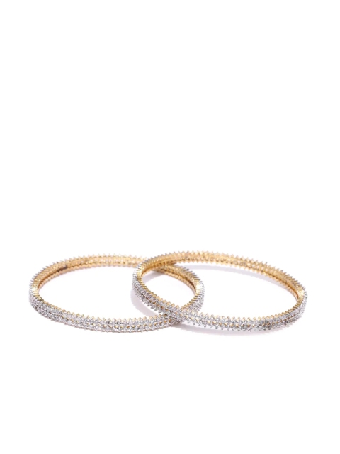 

Nathany Jewels Set Of 2 White & Gold-Toned & Plated AD Studded Bangles