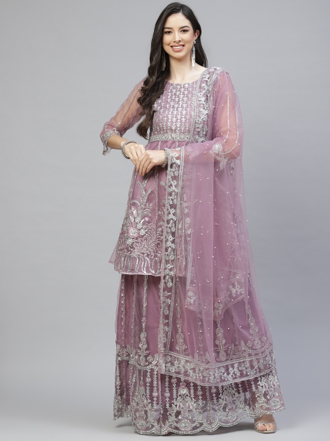 

Readiprint Fashions Women Lavender Embroidered Semi-Stitched Dress Material