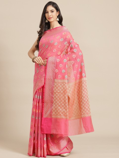 

Banarasi Style Peach-Coloured & Beige Woven Design Saree