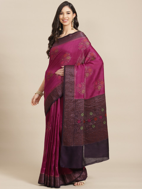 

Banarasi Style Magenta Woven Design Pure Silk Muga Saree