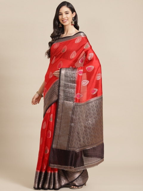 

Banarasi Style Red & Black Woven Design Pure Silk Saree