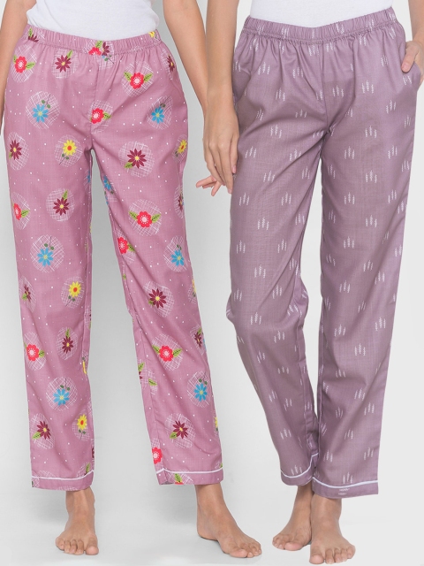 

FashionRack Women Pack of 2 Purple Printed Lounge Pants