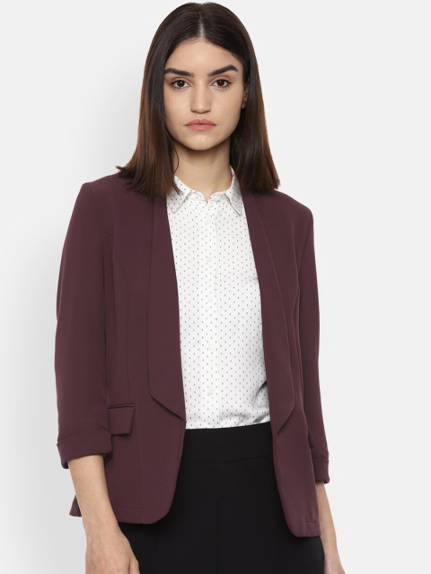 

Van Heusen Woman Women Maroon Solid Single-Breasted Blazer