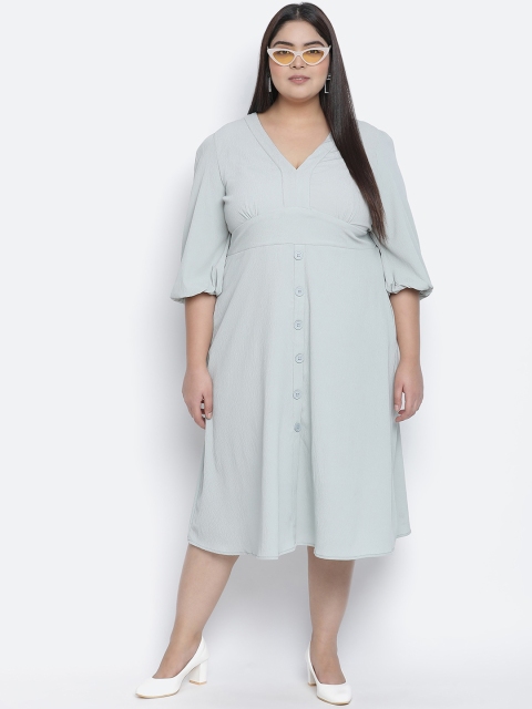

Oxolloxo Grey Satin A-Line Midi Dress