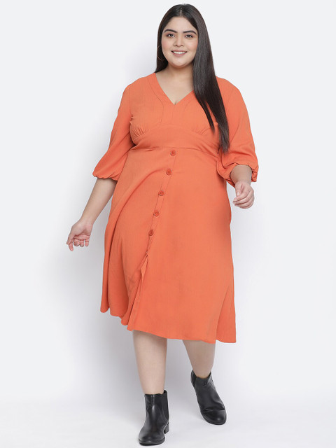 

Oxolloxo Orange Satin Empire Midi Dress
