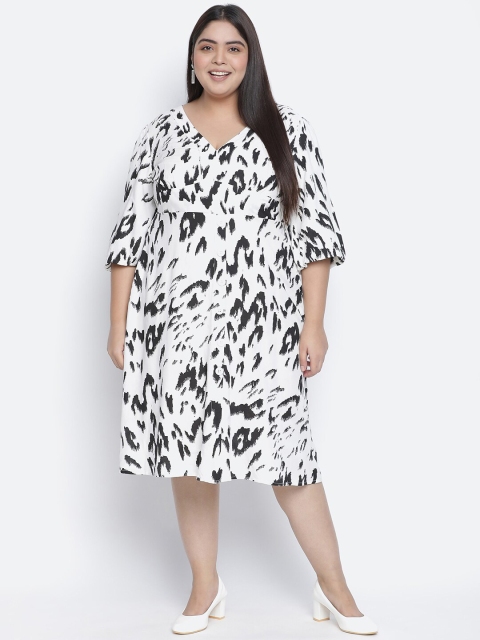

Oxolloxo White Crepe A-Line Midi Dress