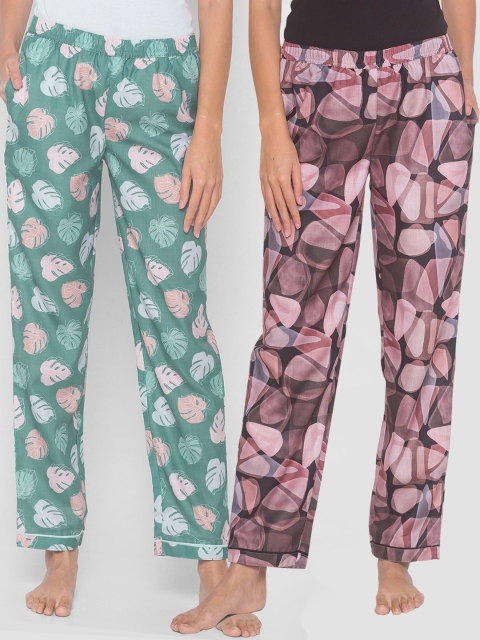

FashionRack Women Black & Green Pack of 2 Cotton Printed Pyjamas