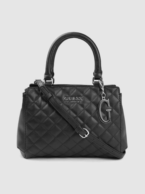 

GUESS Black Quilted Structured Handheld Bag