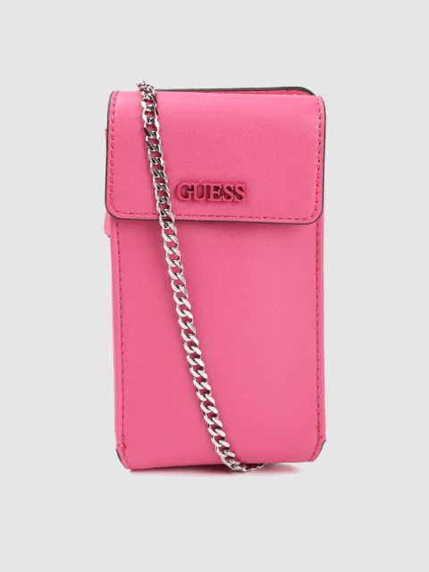 

GUESS Pink Solid Structured Small Mobile Sling Bag