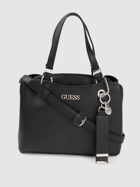 

GUESS Black Saffiano Textured Handheld Bag