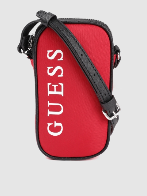 

GUESS Red Brand Logo Printed Structured Small Sling Bag