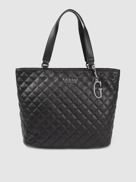 

GUESS Black Quilted Structured Shoulder Bag