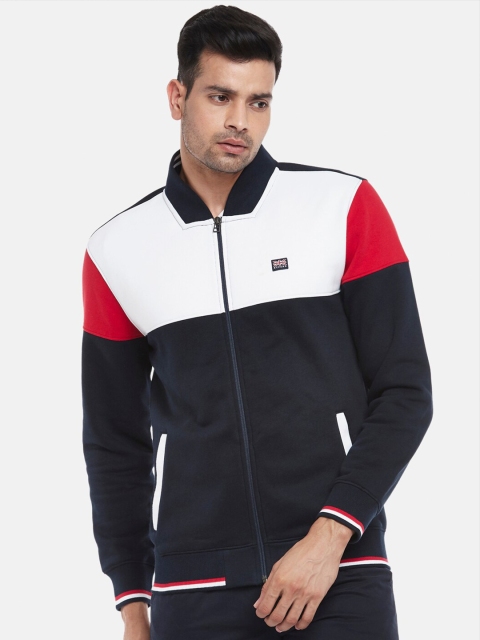 

BYFORD by Pantaloons Men Navy Blue & White Colourblocked Sweatshirt