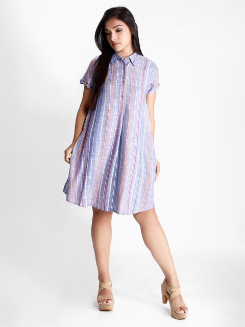 

Dream of Glory Inc Lavender & White Striped Maternity Shirt Dress