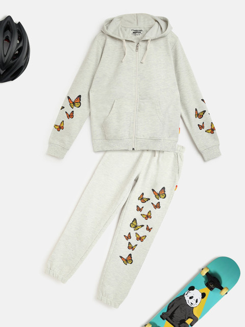 

Lil Tomatoes Girls Grey Solid Pure Cotton Track Suit
