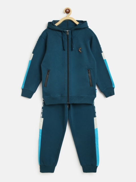 

Lil Tomatoes Boys Teal Solid Tracksuit