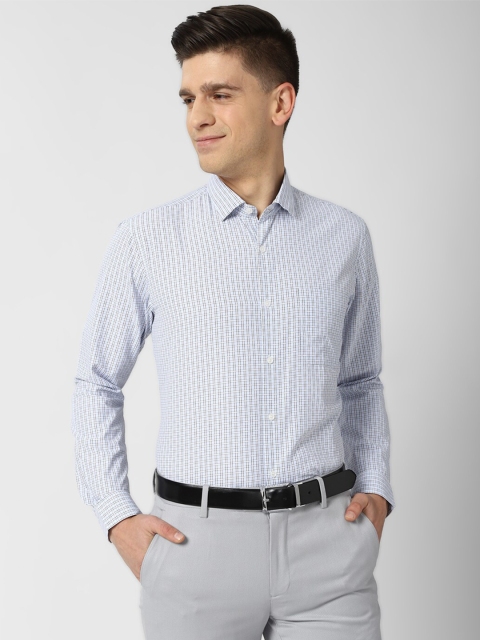 

Peter England Men Blue Opaque Checked Formal Shirt