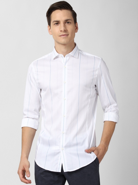 

Peter England Men White Slim Fit Windowpane Checks Opaque Striped Casual Shirt