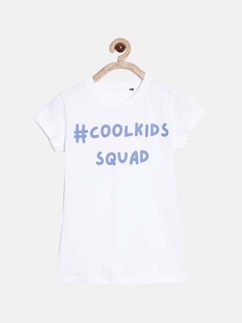 

SayItLoud Girls White Typography Printed Cotton T-shirt
