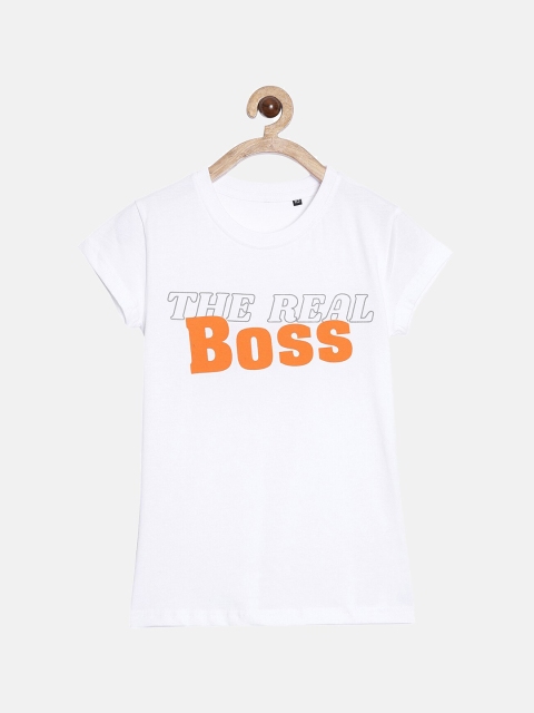 

SayItLoud Girls White Typography Printed T-shirt