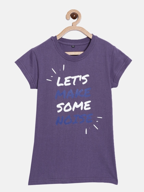

SayItLoud Girls Purple & White Typography Printed T-shirt