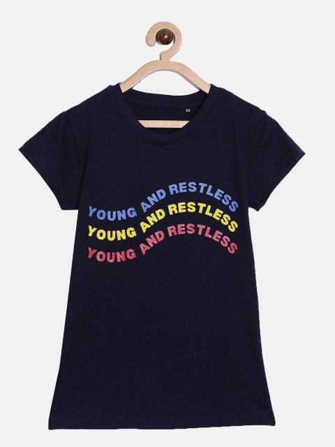

SayItLoud Girls Black Pure Cotton Printed T-shirt