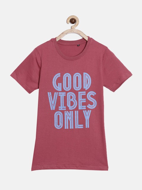 

SayItLoud Boys Maroon & Blue Typography Pure Cotton Printed T-shirt