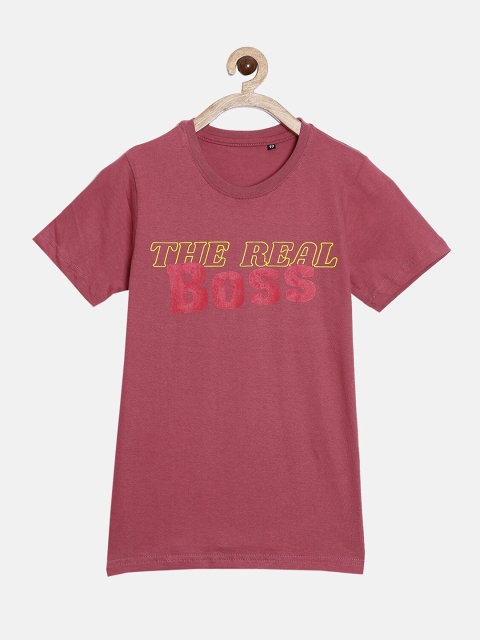 

SayItLoud Boys Red & Yellow Typography Printed T-shirt