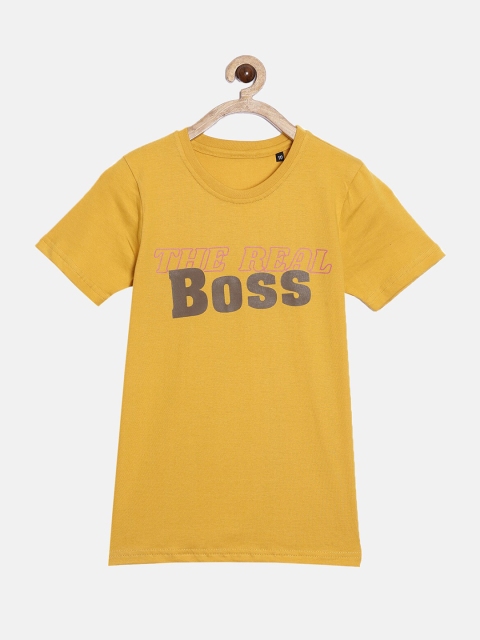 

SayItLoud Boys Mustard Yellow & Grey Typography Pure Cotton T-shirt