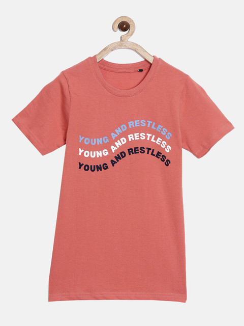 

SayItLoud Boys Orange Pure Cotton Printed T-shirt