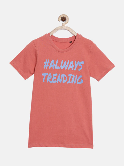 

SayItLoud Boys Orange Typography Printed Cotton T-shirt