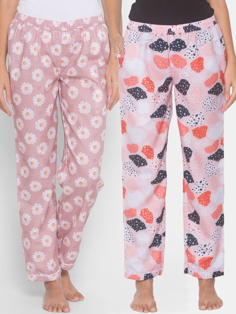 

FashionRack Women Pack of 2 Pink Printed Lounge Pants