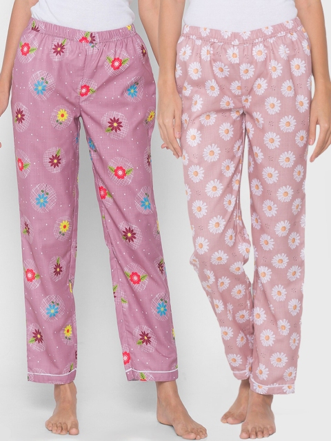 

FashionRack Women Pink & Purple Pack of 2 Printed Cotton Lounge Pants