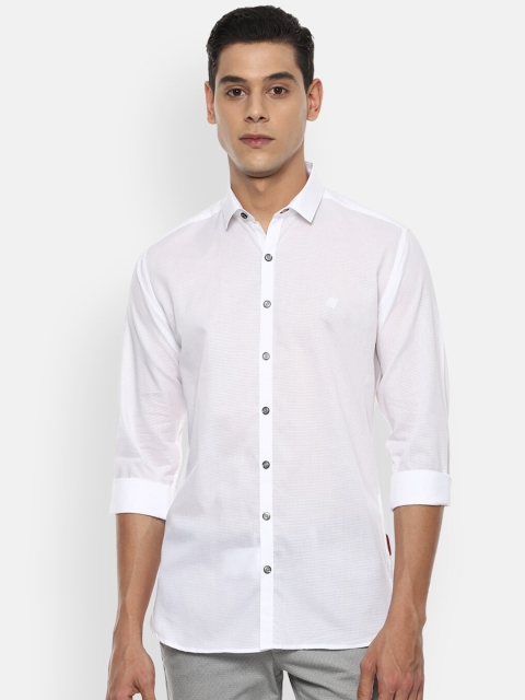 

V Dot Men White Slim Fit Opaque Pure Cotton Casual Shirt