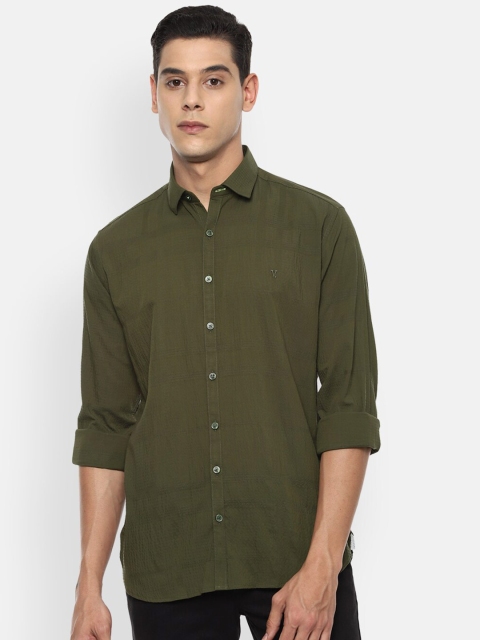 

V Dot Men Olive Green Slim Fit Opaque Casual Shirt