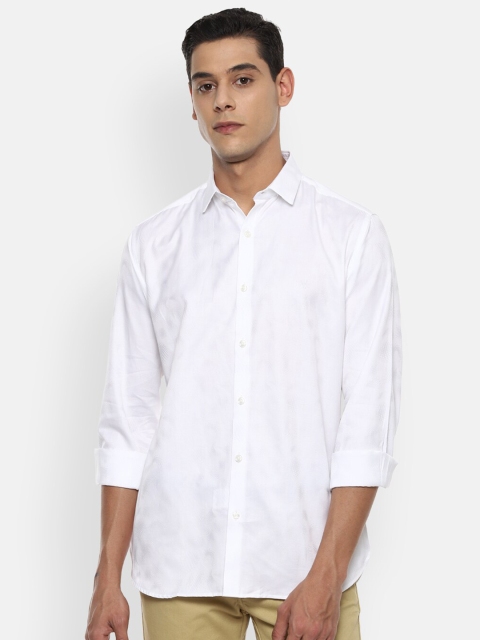 

V Dot Men White Slim Fit Opaque Pure Cotton Casual Shirt