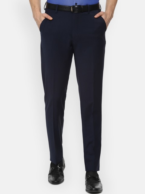 

Louis Philippe Permapress Men Navy Blue Formal Trousers