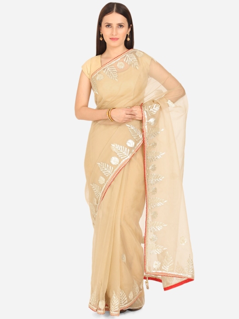

BOMBAY SELECTIONS Gold-Toned & Red Gotta Patti Organza Saree