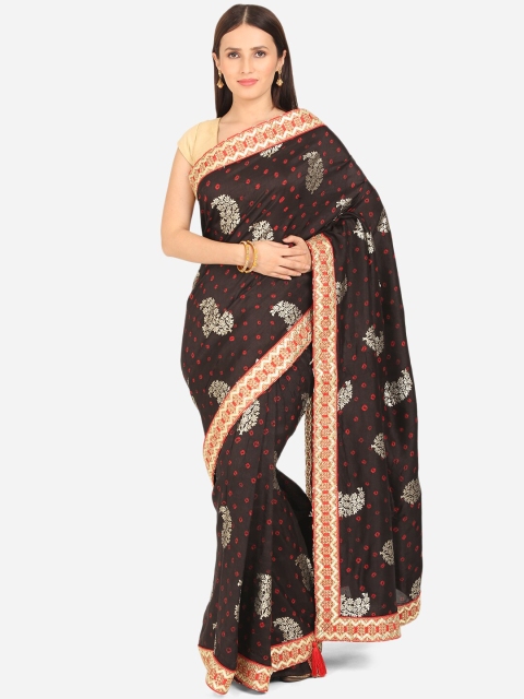 

BOMBAY SELECTIONS Black & Red Art Silk Bandhani Saree